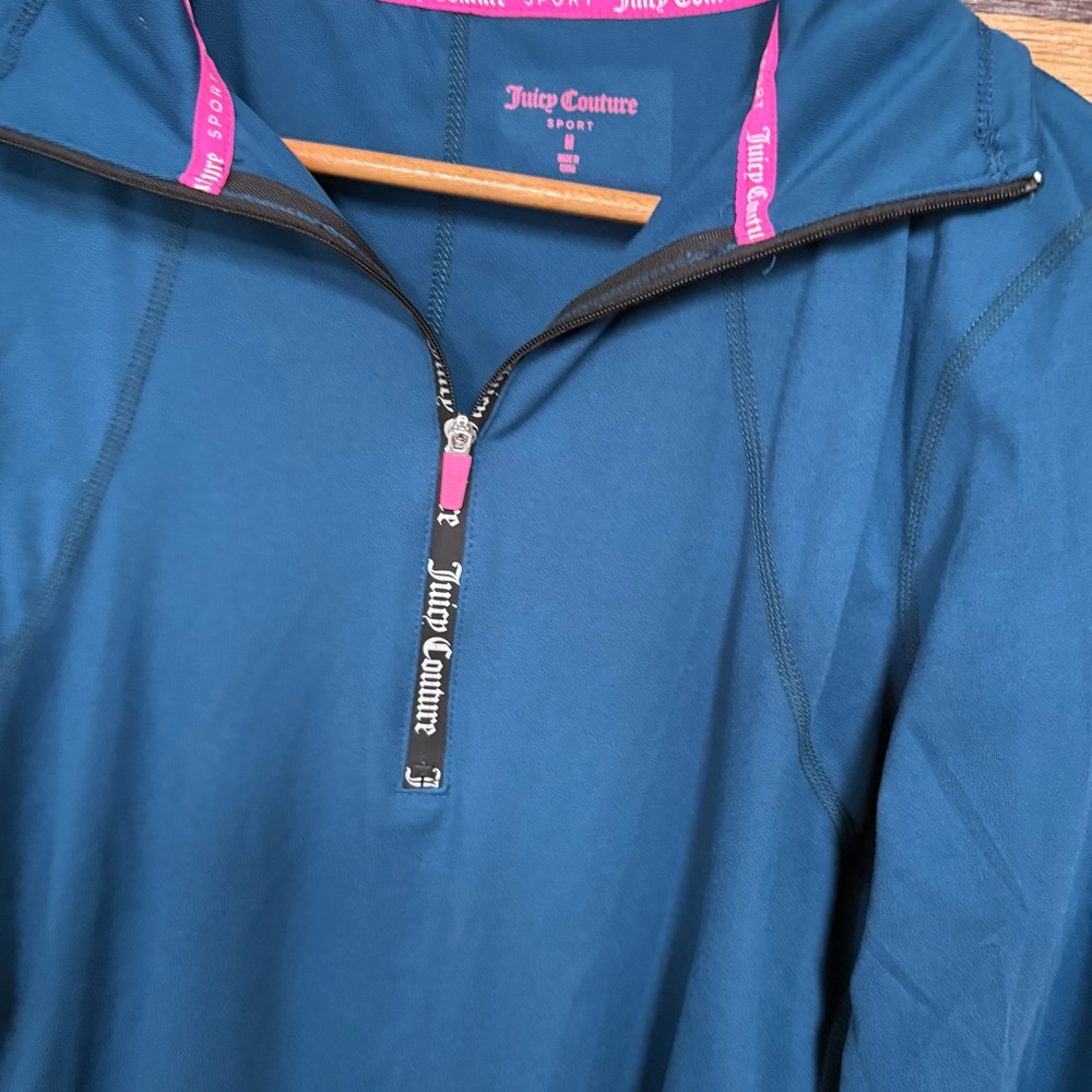 Juicy Couture Sport Teal Half Zip Run‎ Top Medium - Picture 4 of 8